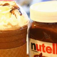 Iced Nutella Latte · Espresso blended with Nutella poured over iced cold milk, topped with whipped cream.