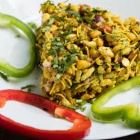 Bhel Puri · Assorted crisps and noodles, with sweet and sour chutneys.