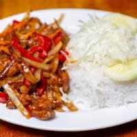 Stir Fry With Chicken · With white rice.