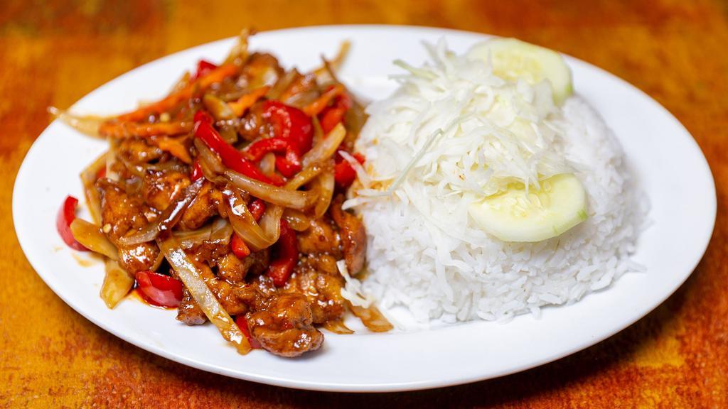 Stir Fry With Chicken · With white rice.