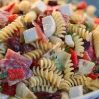 Antipasta Salad · Crisp lettuce, cucumber, tomato, cheese, olives, croutons, ham, salami, pepperoni and provol...