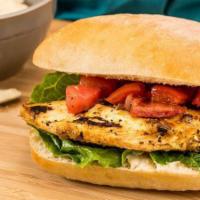 Chicken Bruschetta Sandwich · Grilled chicken breast, romaine lettuce and diced marinated tomatoes.