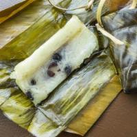 Steam Taro Sticky Rice (2) · Steam Coconut sticky rice in Banana leaves with Taro & Black Bean filling.