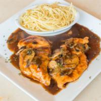 Chicken Marsala · Comes with mushrooms in a marsala wine sauce.