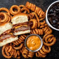 Bbq Bacon (2-Slider Combo) · The classic American pairing of sweet & tangy BBQ sauce and bacon on a bun. House BBQ, chedd...