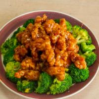 General Tso'S Chicken · Chunk of tender chicken meat, slightly fried and breaded, cooked with brown spicy sauce and ...