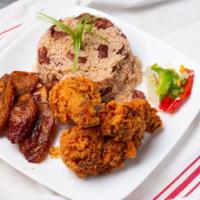 Fried Chicken Dinner · Served with chef salad, steamed vegetable, rice or rice and peas.