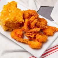 Fried Shrimp With Mac & Cheese · Served with chef salad, steamed vegetable