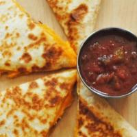 3 Cheese Quesadillas · Parmigiano cheese, cheddar cheese, and mozzarella cheese. Served with sour cream, chipotle m...