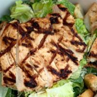 Chicken Ceasar Salad · Green Leaf, grill chicken, crouton, Parmesan cheese, and creamy caesar dressing