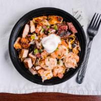 Chef Special Rice Bowl · Includes shrimp, steak, and chicken. Mexican rice with black bean cheese, sour cream, and pi...