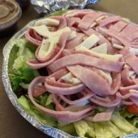 Antipasto · Garden salad with salami, ham, Provolone, and anchovies.