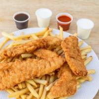 Chicken Tenders · With French fries and drink.