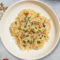 The Great Garlic Butter · Golden garlic butter sauce blend cooked with spaghetti. Served with bread.