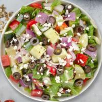 Salad For The Gods · (Vegetarian) Romaine lettuce, cucumbers, tomatoes, red onions, olives, and feta cheese tosse...