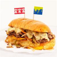 Philadelphia Cheesesteak · Steak sandwich with your choice of cheese.