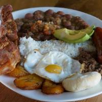Paisita · Mini Typical Colombian dish, including pork crackling, chorizo, ripe plantain, avocado, an e...