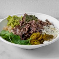 Eso Keto Burrito Bowl · Cauliflower Rice, Choice of Protein, Feta, Roasted Mushrooms, Smashed Avocado, Pickled Jalap...