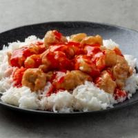 Sweet And Sour Chicken Combination Dinner · Served with pork fried rice and egg roll or soup.