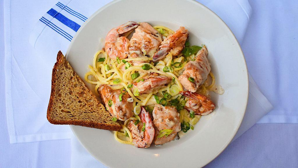 Seafood Pasta Special · salmon. Mussel, shrimp over handmade spaghetti in a light White wine creamy sauce.