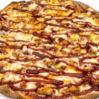 Smoke House Pizza · Shredded Mozzarella, Cheddar cheese, crispy chicken, caramelized onions, Applewood smoked ba...