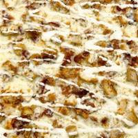 Chicken Bacon Ranch Pizza · Shredded Mozzarella, crispy chicken, Applewood smoked bacon, and ranch dressing.