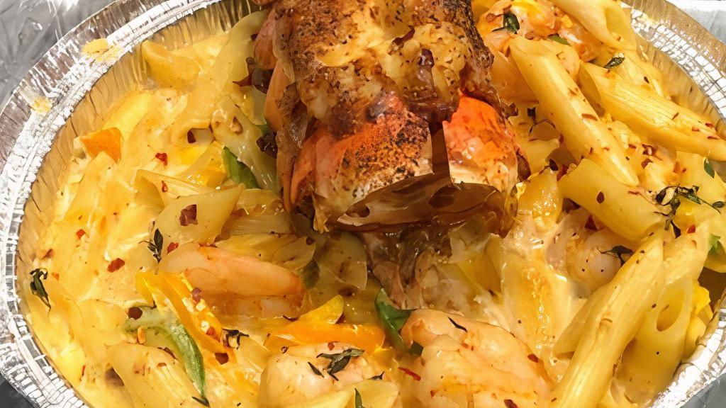 Lobster Tail With Rasta Pasta · Lobster Tail served with Plain Rasta Pasta