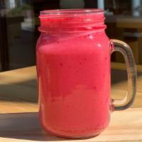 Hawaiian Pink Dragon · Strawberries, pineapple, mango, banana, pitaya, beets, coconut water, lemon, chia seeds, and...