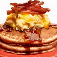 Pancakes With Scrambled Egg And Bacon · 
