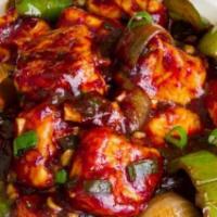 Chilli Garlic Paneer · Cottage cheese cubes tossed in a tangy chilli garlic sauce