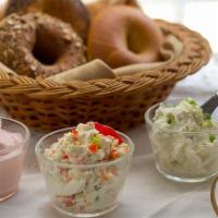 Bagel With Flavored Cream Cheese · Boiled and baked round bread roll.