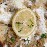 Clam Pizzette (Personal) · Cheese Blend, baby clams, garlic, lemon, butter, white wine, parsley.