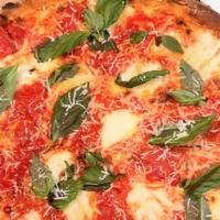 Old Fashion Brooklyn (Classic Round) · cheese blend, San Marzano tomato, basil, parmagiano and olive oil
