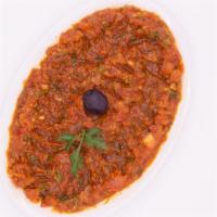 Turkish Ezme · Delicious combination of minced fresh tomatoes, red and green bell pepper, red onion, walnut...