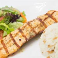 Salmon Grill · Salmon seasoned with our special spices, served with jasmine rice.