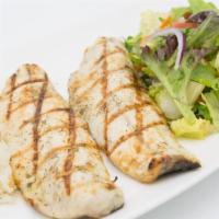 Branzino · Mediterranean sea bass, served  filleted char-grilled and served with mixed greens and jasmi...