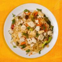 Tofu Pt · Stir-fried rice noodles with tofu, scallions, bean sprouts, scrambled egg, and crushed peanu...