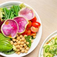Malibu Vegan Salad · Spring greens, radishes, beets, haricots verts, avocado, red wine vinaigrette.
Vegan - Veget...