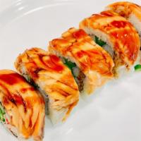 Grilled Salmon Roll · Grilled salmon, asparagus, crab stick.