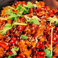 Sichuan Hot & Spicy Diced Chicken · Hot and spicy.