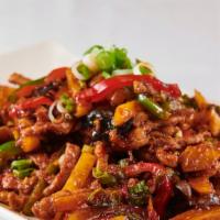Shredded Pork In Garlic Sauce · Hot and spicy.