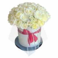 White Rose Flower Box · Lower box with white roses and spray roses.