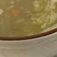 Lentil Soup · Vegan. Carrots, celery, lentils, and vegetable stock.