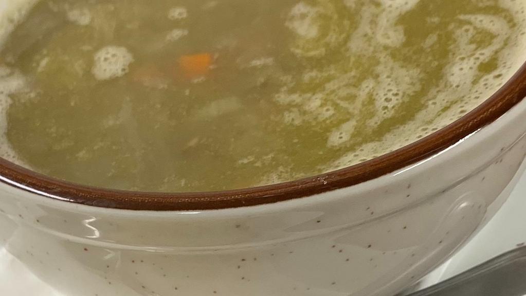 Lentil Soup · Vegan. Carrots, celery, lentils, and vegetable stock.