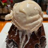 Chocolate Lava Cake · Soufflé chocolate cake w/ oozing chocolate topped w/ Vanilla gelato.
(Customer must microwav...