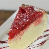 Strawberry Cheesecake · NY style cheesecake topped with strawberry.