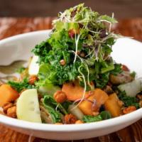Buddha Bowl · Wheat berries, spiced roasted chickpeas, roasted butternut squash, brussels sprouts, carrots...