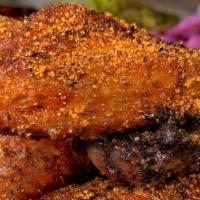 (6) Wings · half a dozen of our award-winning wings (drums and flats) are smoked with hickory and cherry...