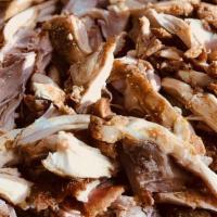 Pulled Chicken - 1/2 Lb · 1/2 lb of pulled chicken - boneless skinless thighs smoked with oak and hickory