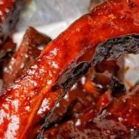 Rib Tips (12) · smoked pork ribs, scored and fried - coated with a Dry Rub, KC Red,  Korean BBQ or Mango Hab...